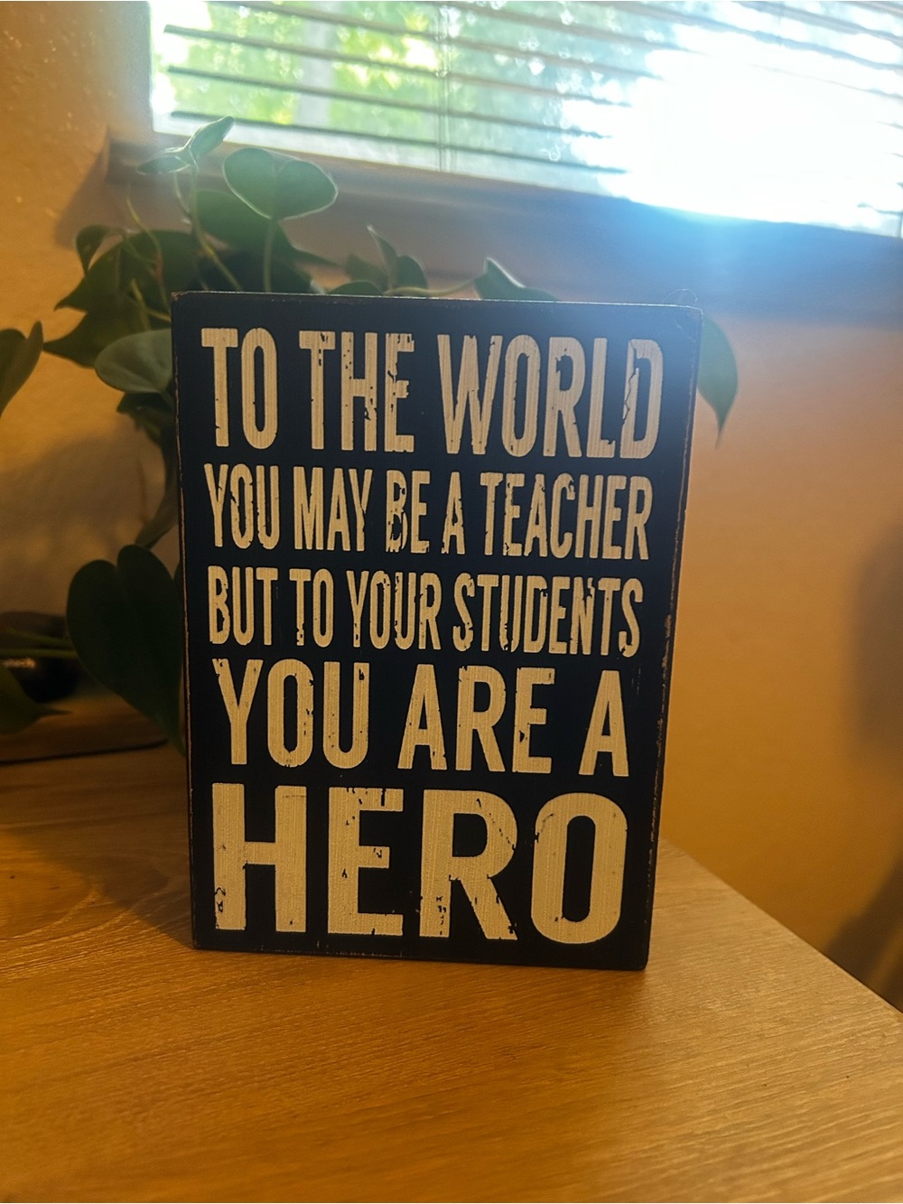 Teacher Hero Wooden Block Sign - Black